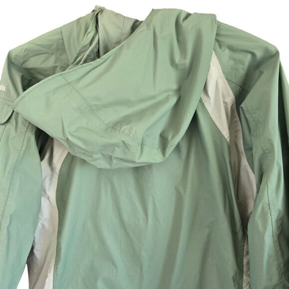 Columbia Womens XL Green Outdoor Hooded Rain Jacket Zip Front - Picture 9 of 16